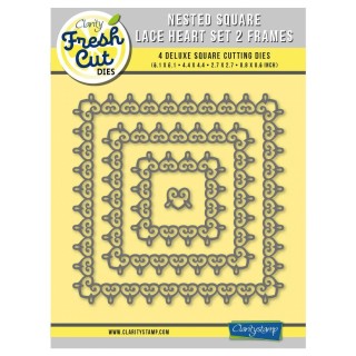 (ACC-DI-31259-XX)NESTED SQUARE LACE HEART SET 2 FRAMES FRESH CUT DIE SET