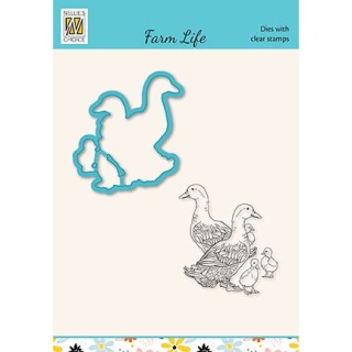 (HDCS029)Snellen Design Clearstamp +dies  - Farm-life Duck family