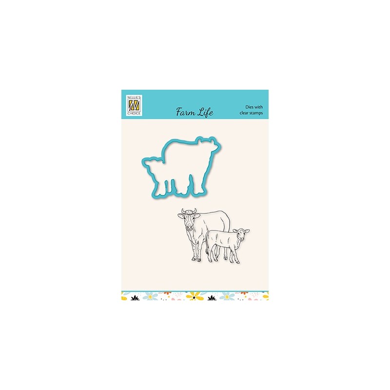 (HDCS031)Snellen Design Clearstamp +dies  - Farm-life Cow and calf