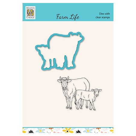 (HDCS031)Snellen Design Clearstamp +dies  - Farm-life Cow and calf