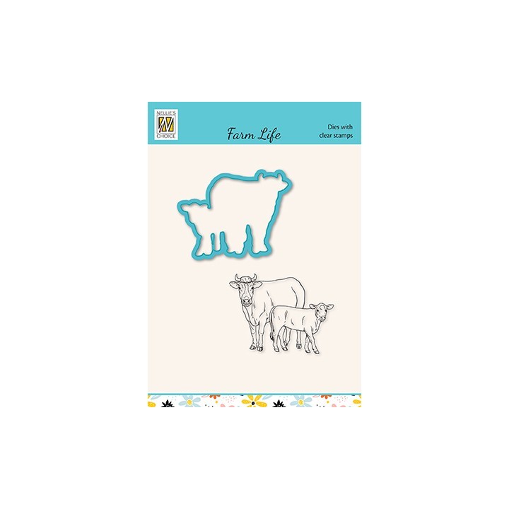 (HDCS031)Snellen Design Clearstamp +dies  - Farm-life Cow and calf