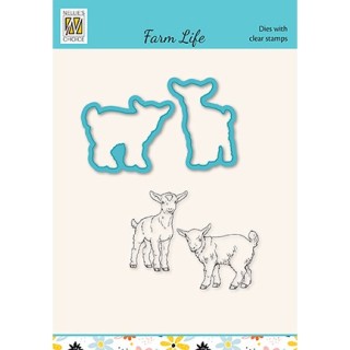 (HDCS034)Snellen Design Clearstamp +dies  - Farm-life Goats