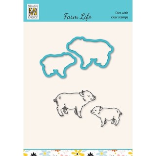 (HDCS035)Snellen Design Clearstamp +dies  - Farm-life Pigs