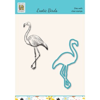 (HDCS022)Snellen Design Clearstamp +dies  - Exotic birds serie Flamingo