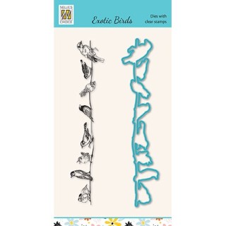 (HDCS025)Snellen Design Clearstamp +dies  - Exotic birds serie Various birds on wire