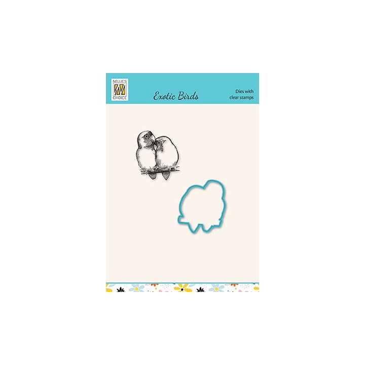 (HDCS027)Snellen Design Clearstamp +dies  - Exotic birds serie Agapornis