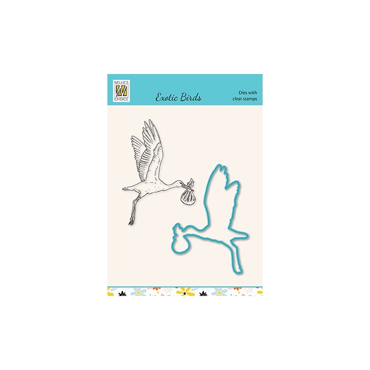 (HDCS028)Snellen Design Clearstamp +dies  - Exotic birds serie Stork