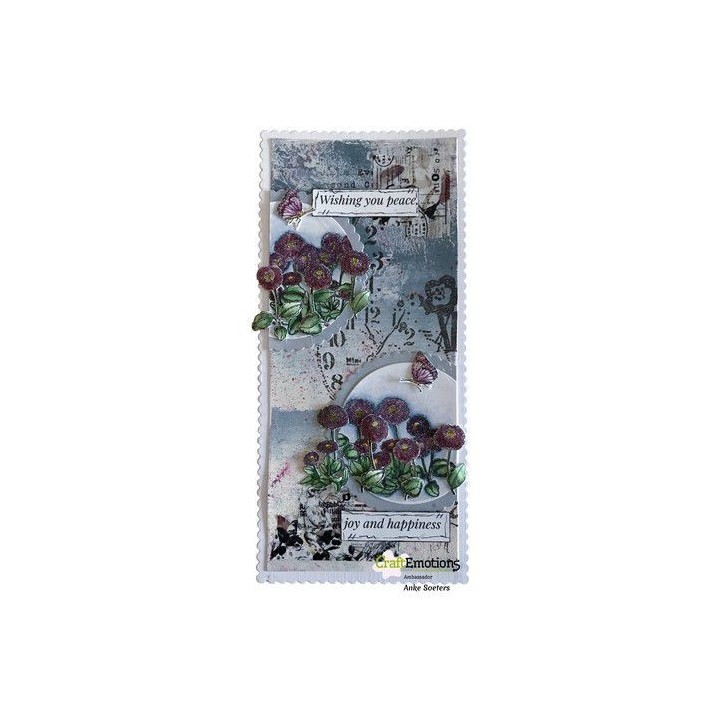 (4108)CraftEmotions clearstamps Slimline - Daisies