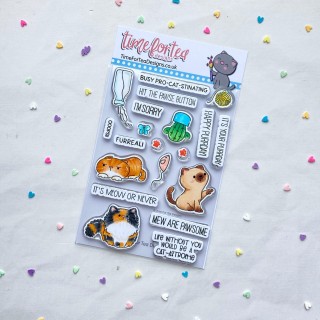 (T4T/882/Cap/Cle)Time For Tea Designs Kitty Capers Clear Stamps