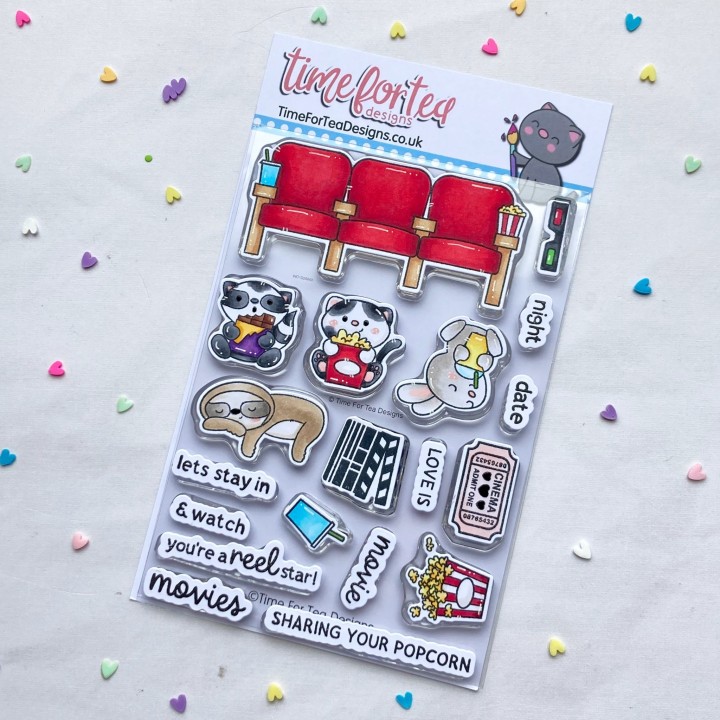 (T4T/886/Mov/Cle)Time For Tea Designs Movie Night Clear Stamps