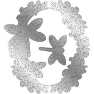 (GEM-MD-CAD-OPDR)Gemini Floral Aperture Opulent Dragonflies Create-a-Card Dies