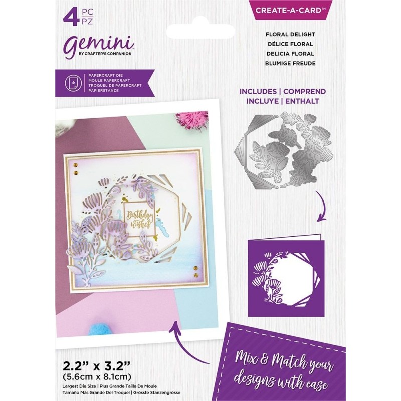 (GEM-MD-CAD-FLD)Gemini Floral Aperture Floral Delight Create-a-Card Dies