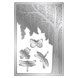 (S-DDF-MDST-WWIL)Crafter's Companion Dancing Dragonfly Metal Die & Stencil Weeping Willow