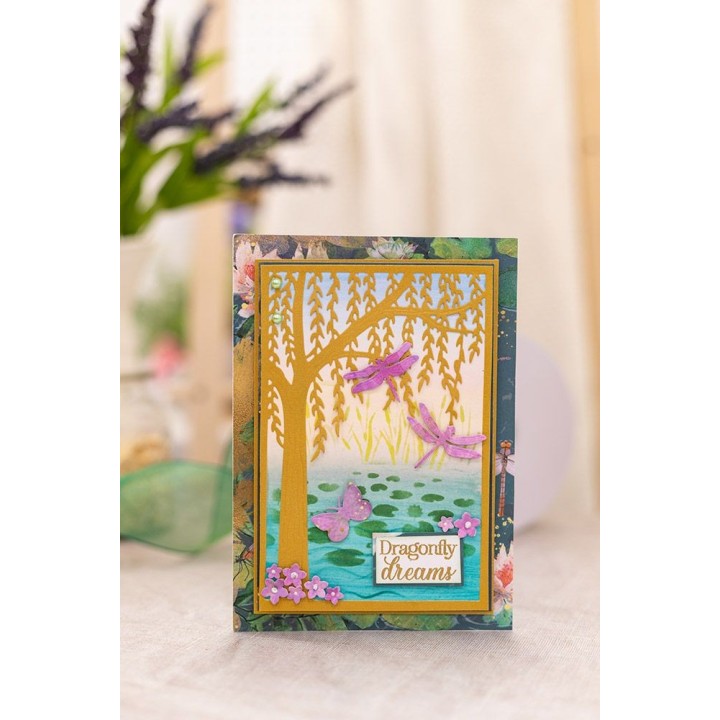 (S-DDF-MDST-WWIL)Crafter's Companion Dancing Dragonfly Metal Die & Stencil Weeping Willow