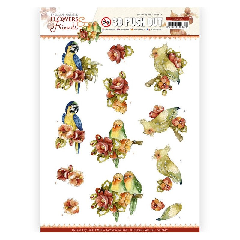 (SB10627)3D Push Out - Precious Marieke - Flowers and Friends - Flowers on Branch