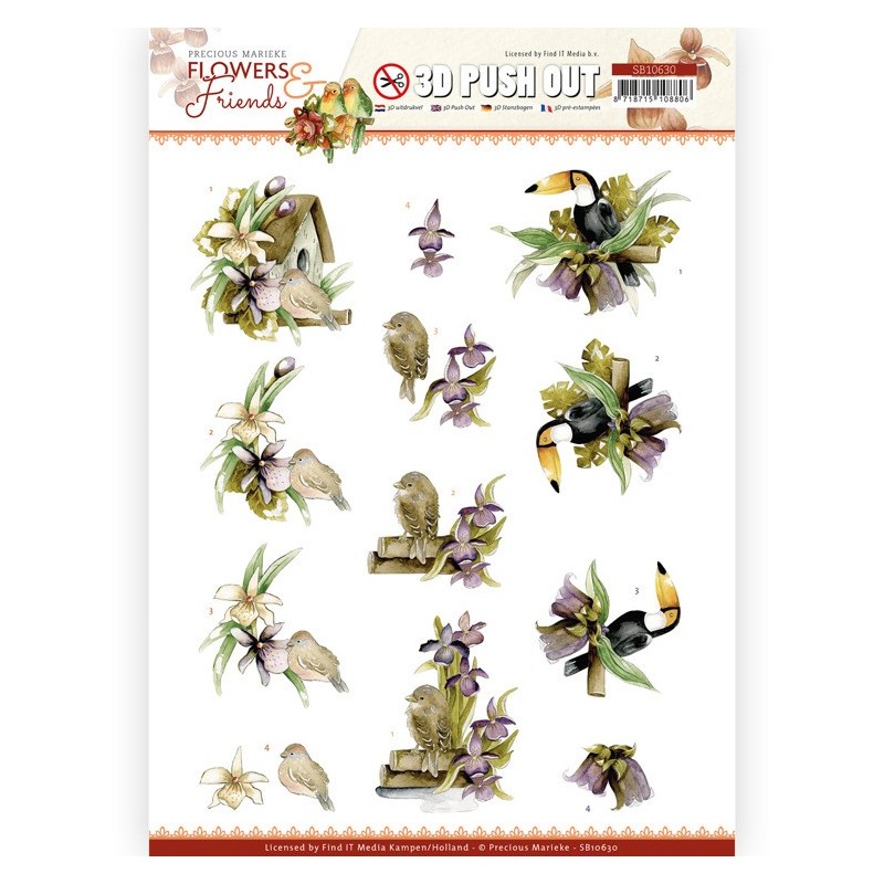 (SB10630)3D Push Out - Precious Marieke - Flowers and Friends - Flowers on Branch