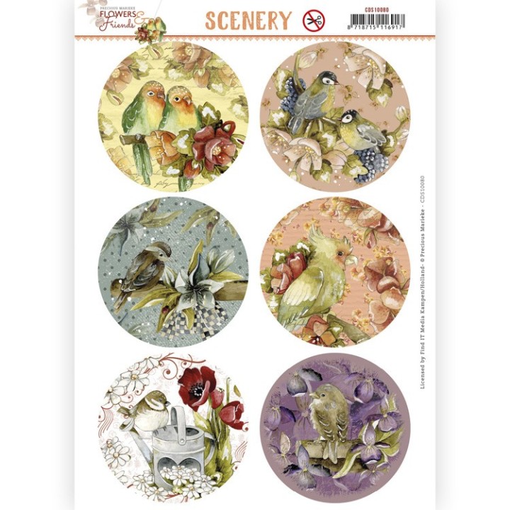 (CDS10080)Scenery - Precious Marieke - Aquarella - Flowers and Friends Round
