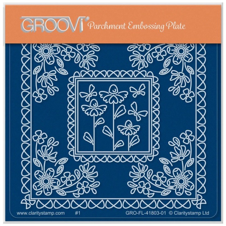 (GRO-FL-41803-01)Groovi® Baby plate A6 TINA'S FLOWERETTE BUTTERFLY PARCHLET