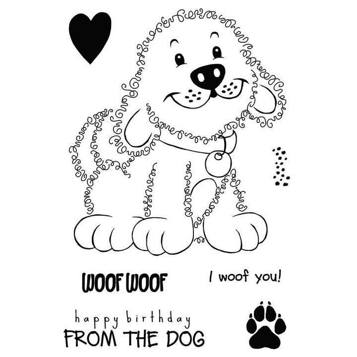 (JGS809)Woodware Clear Stamp Fuzzie friends Parker the puppy