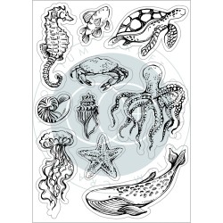 (CCSTMP077)Craft Consortium Ocean Tale Clear Stamps Sea Life