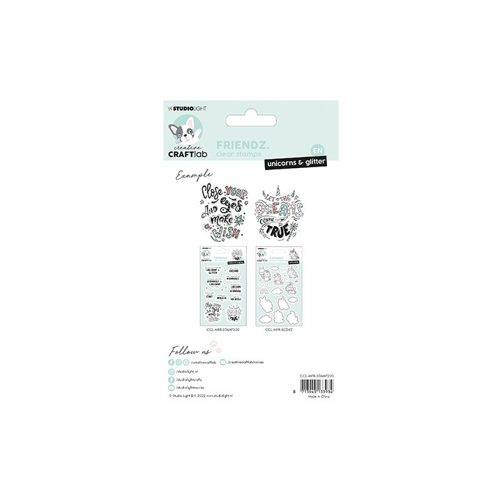 (CCL-MFR-STAMP220)Studio light  SL Clear stamp Unicorns & glitter Friendz nr.220
