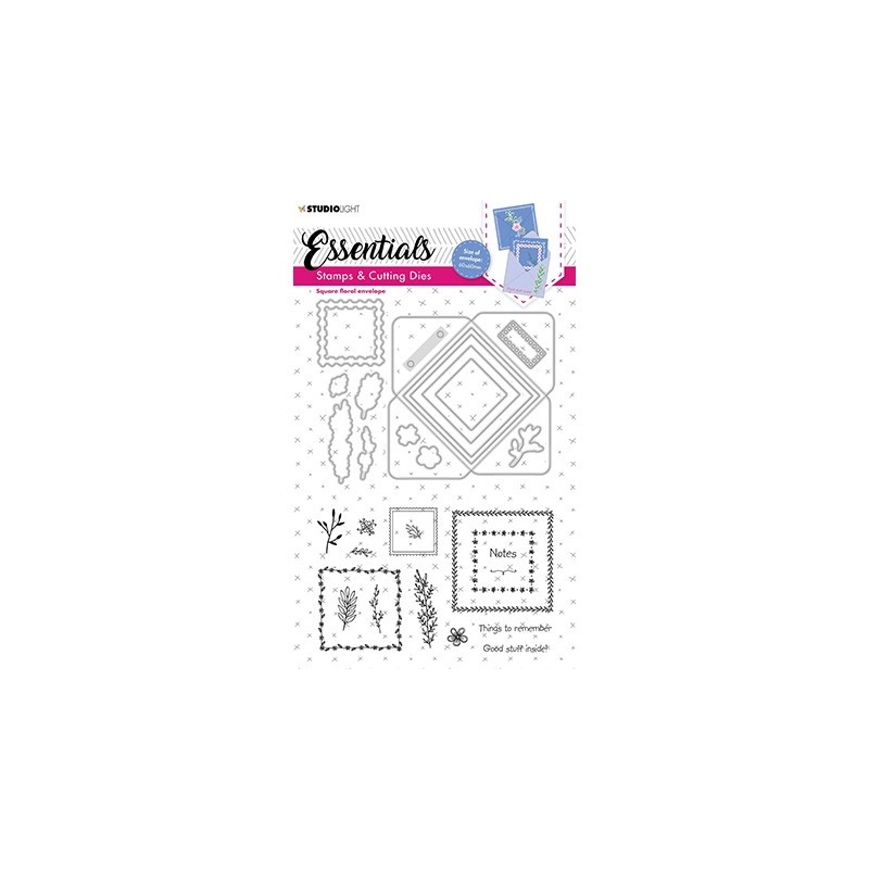 (SLESSCD16)Studio light SL Clear stamp + Dies Square floral envelope