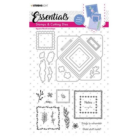 (SL-ES-SCD16)Studio light  SL Clear stamp + Dies Square floral envelope Essentials nr.16