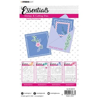 (SL-ES-SCD16)Studio light  SL Clear stamp + Dies Square floral envelope Essentials nr.16