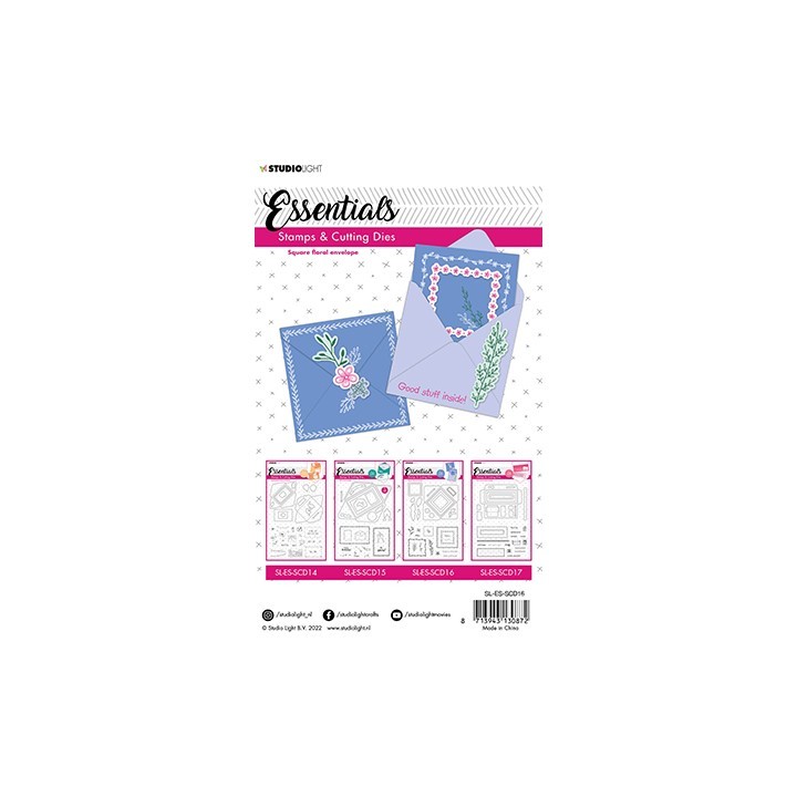 (SL-ES-SCD16)Studio light  SL Clear stamp + Dies Square floral envelope Essentials nr.16