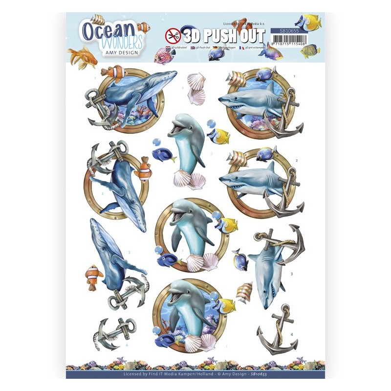 (SB10655)3D Push Out - Amy Design - Ocean Wonders - Shark