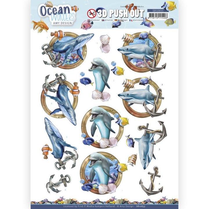 (SB10655)3D Push Out - Amy Design - Ocean Wonders - Shark