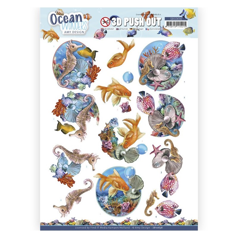 (SB10656)3D Push Out - Amy Design - Ocean Wonders - Seahorse