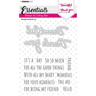 (SL-ES-SCD39)Studio light  SL Clear stamp + Dies Beautiful and Thank you Essentials nr.39
