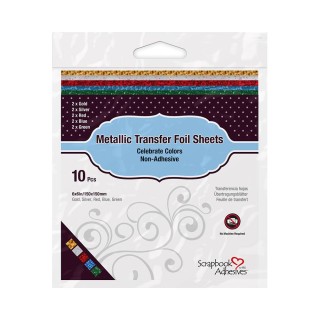 (01420-10)Scrapbook Adhesives Metallic Transfer Foil Sheets 6x6 Inch Celebrate Colors
