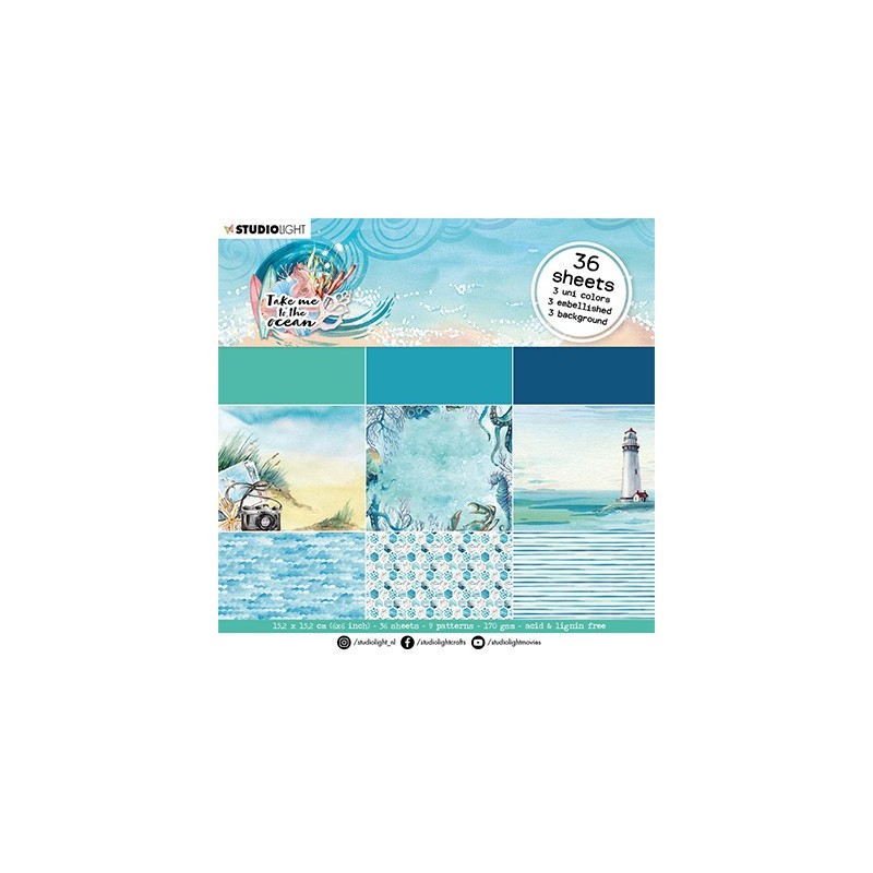 (SL-TO-PP37)Studio Light SL Paper Pad Cool colors Take me to the Ocean nr.37