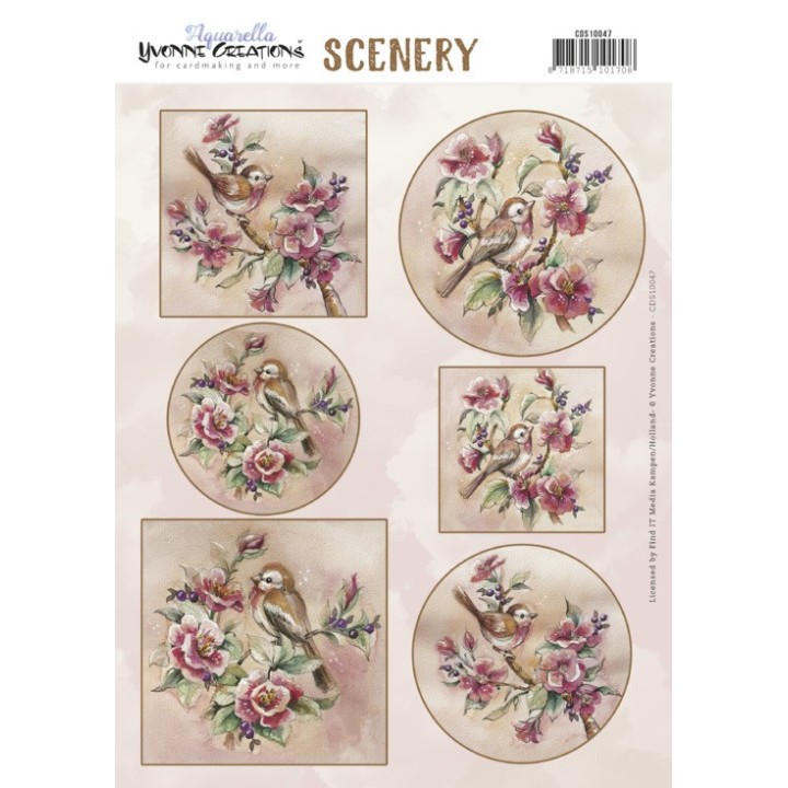 (CDS10047)Scenery - Yvonne Creations - Aquarella - Christmas Miracle - Antique Flowers