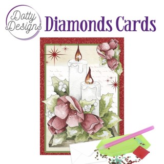 (DDDC1052)Dotty Designs Diamond Cards - Candles and Red Flowers