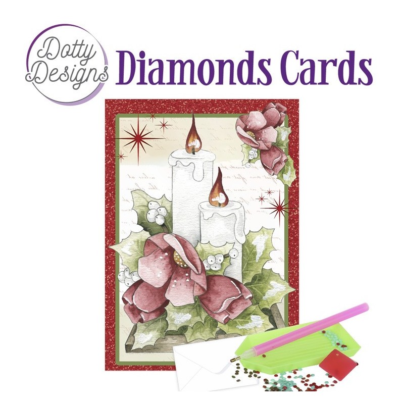 (DDDC1052)Dotty Designs Diamond Cards - Candles and Red Flowers