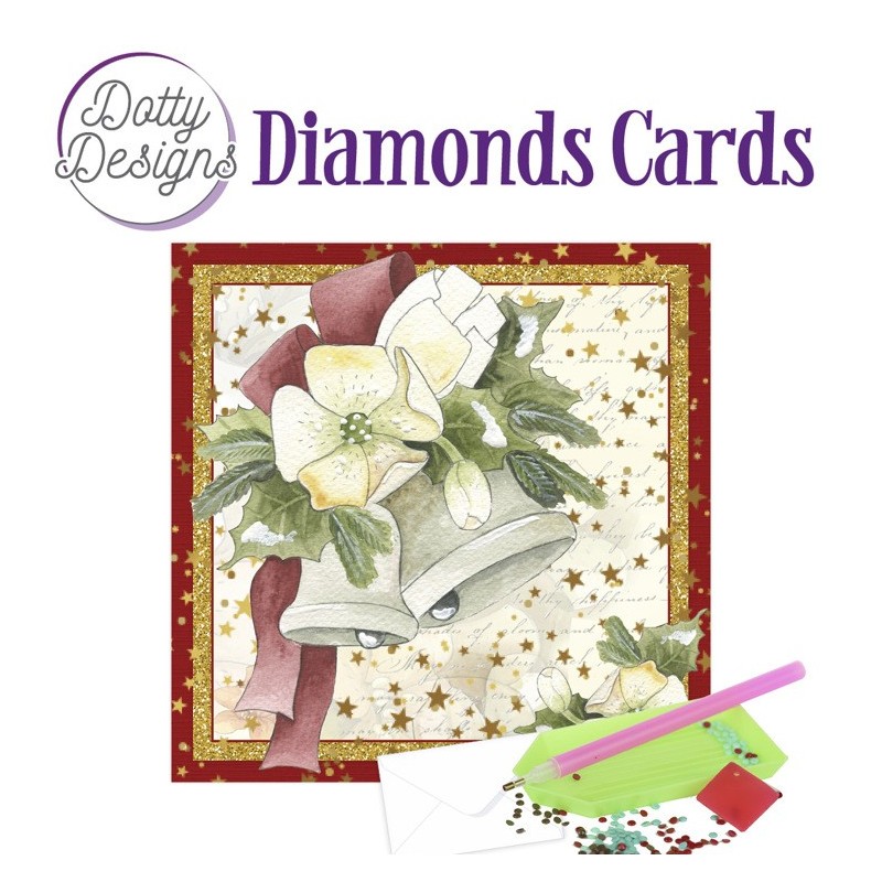 (DDDC1054)Dotty Designs Diamond Cards - Christmas Bells with White Flowers