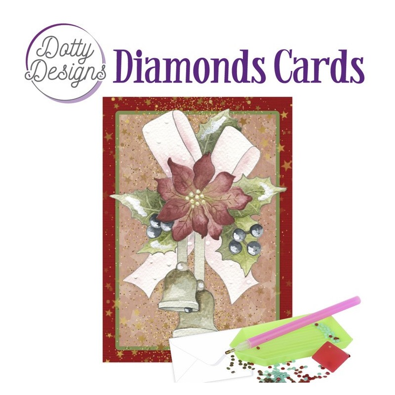 (DDDC1055)Dotty Designs Diamond Cards - Christmas Bells with Red Flower