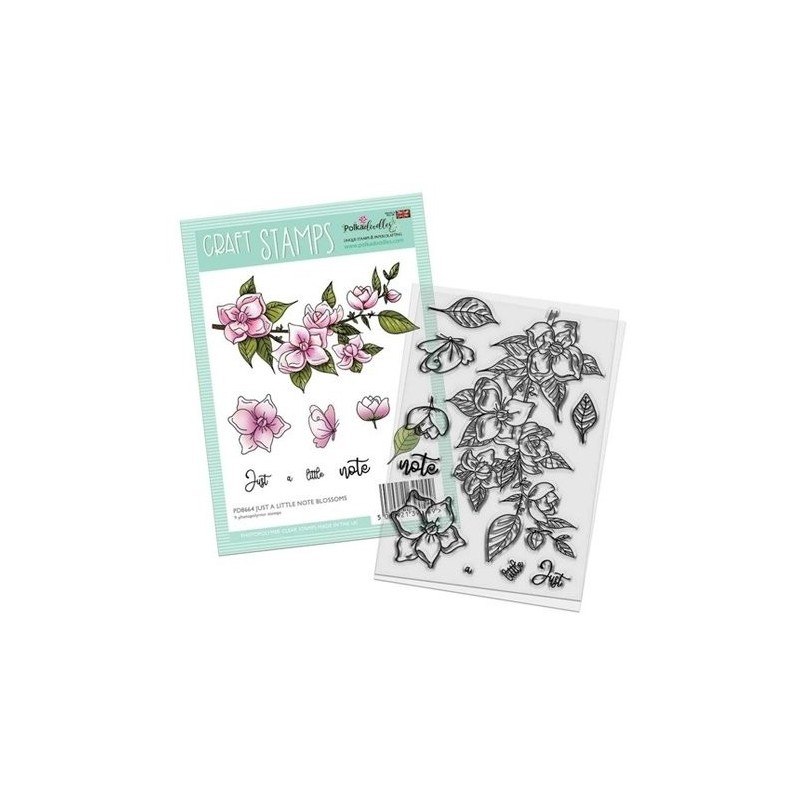 (PD8664)Polkadoodles Just a Little Note Blossom Flower Clear Stamps