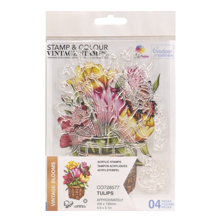 (CO728577)Couture Creations Tulip Stamp and Colour Set (4pc)