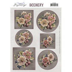 (CDS10038)Scenery - Yvonne Creations Aquarella - Dark Pink Flowers