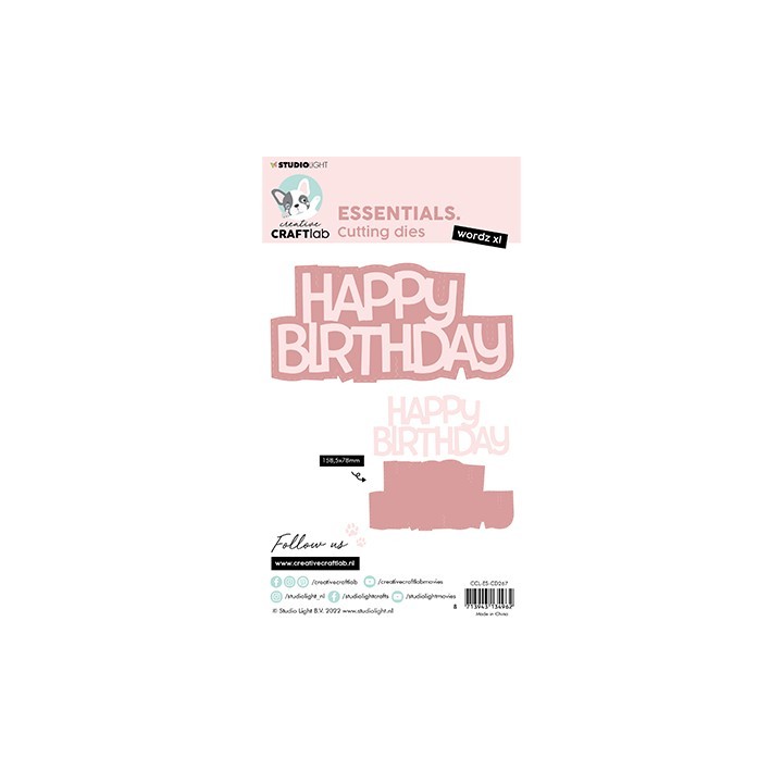 (CCL-ES-CD267)Studio Light Cutting Die Happy Birthday Essentials Wordz XL nr.267