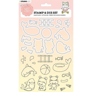 (SL-SS-SCD46)Studio Light Stamp & Cutting Die Swimming fun Sweet Stories nr.46