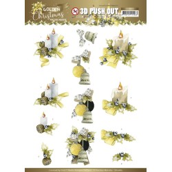 (SB10665)3D Push Out - Precious Marieke - Golden Christmas - Christmas Candles
