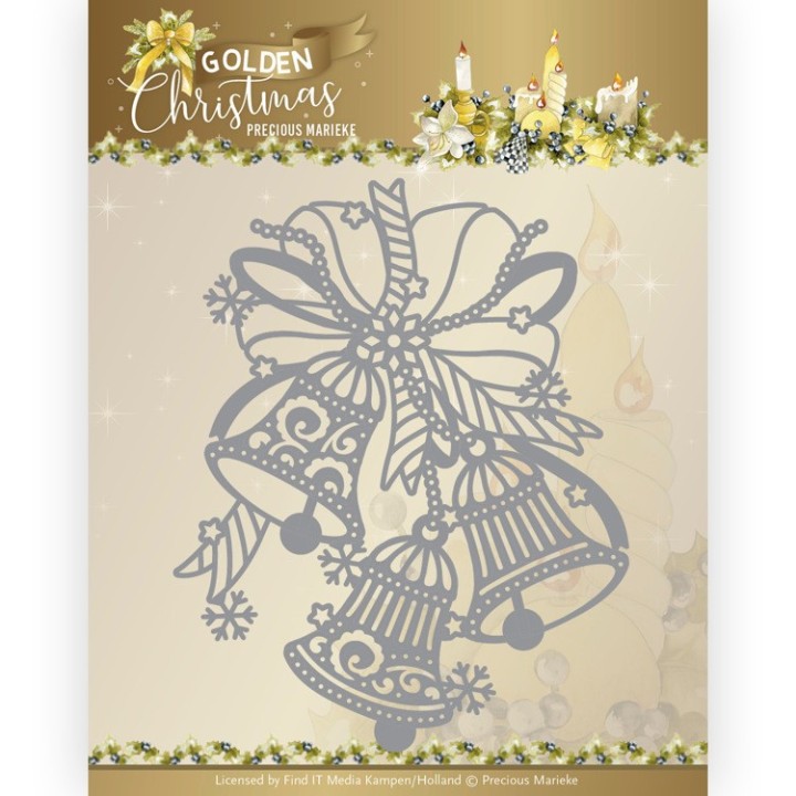 (PM10237)Dies - Precious Marieke - Golden Christmas - Christmas Bell Ornament