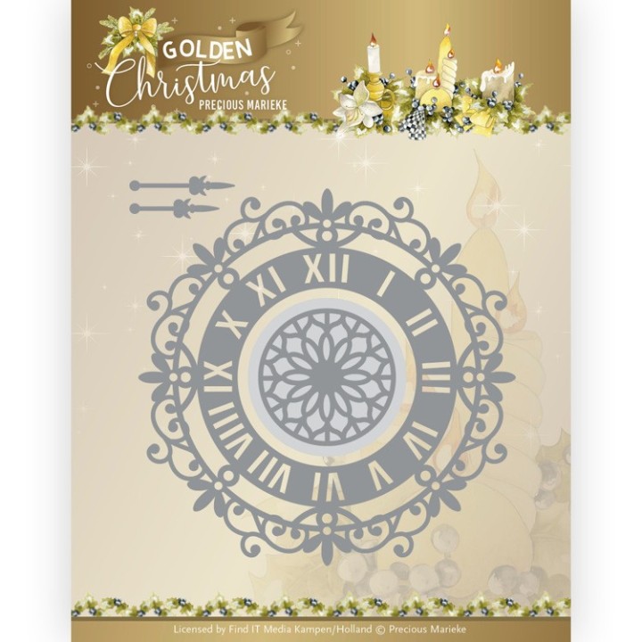 (PM10240)Dies - Precious Marieke - Golden Christmas - Wall Clock