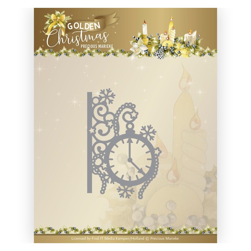 (PM10242)Dies - Precious Marieke - Golden Christmas - Traditional Clock