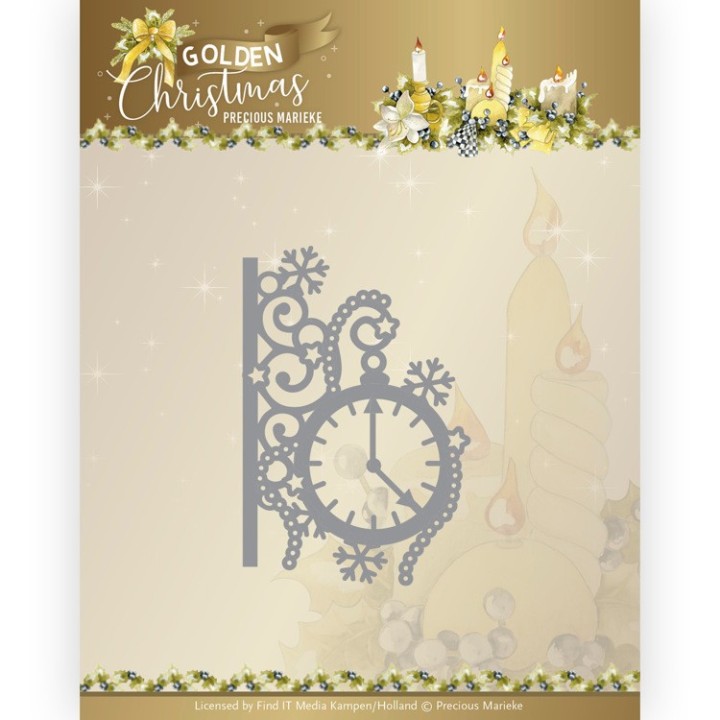 (PM10242)Dies - Precious Marieke - Golden Christmas - Traditional Clock